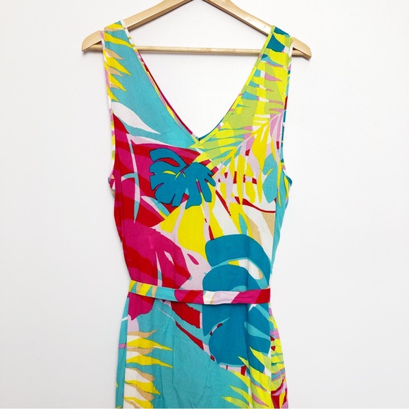 N Natori Bora Bora Tank Dress Aqua Blue Tropical Floral Medium NWT - Picture 9 of 15